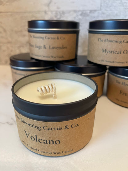 Coconut blend Candle in Metal Tin with lid and Feet.