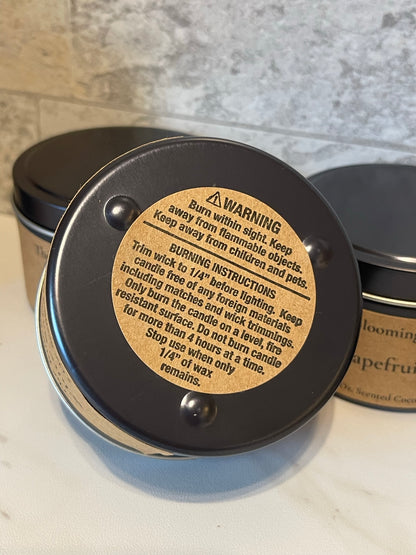 Coconut blend Candle in Metal Tin with lid and Feet.