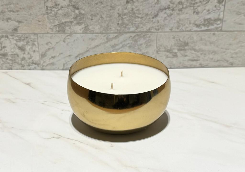 Luxury Coconut Candle in Golden Metal base