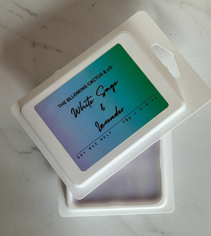Highly Scented All Natural Soy Wax Melts-4 Different scents-6 Cube each - Strawberry Guava+Vanilla+White Sage & Lavender+Ocean Breeze.